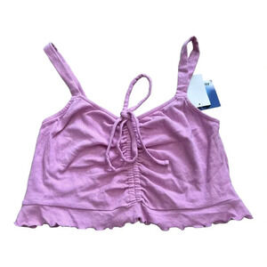 Abound Purple Ruffle Crop Tank Top S